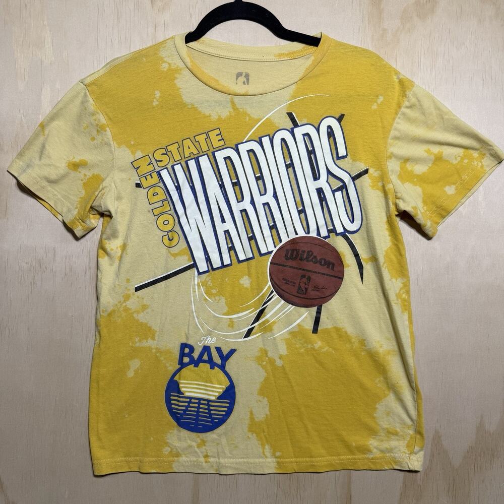 Golden State Warriors Tie Dye NBA T Shirt Yellow The Bay Graphic XS